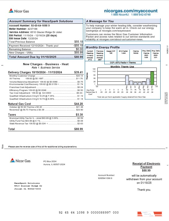 USA Northeast Ohio Regional Sewer District business utility bill Word and PDF template PSD template